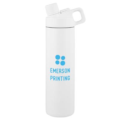 White stainless bottle with custom logo.