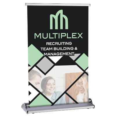 24 inch vinyl custom design table top ultra banner stand.