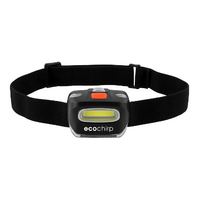 Black headlamp with custom imprint.