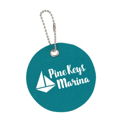 Vinyl teal round mini EZ gripper to go keychain branded.