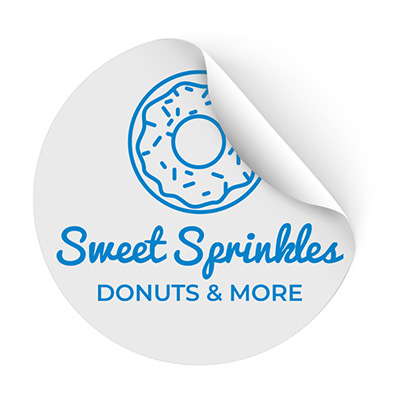 4 inch circle sticker with custom imprint.