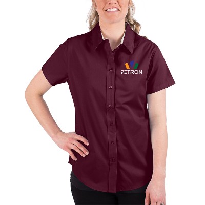 Maroon button up full color customized shirt.