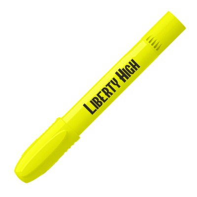 Bright colored highlighter with custom logo.