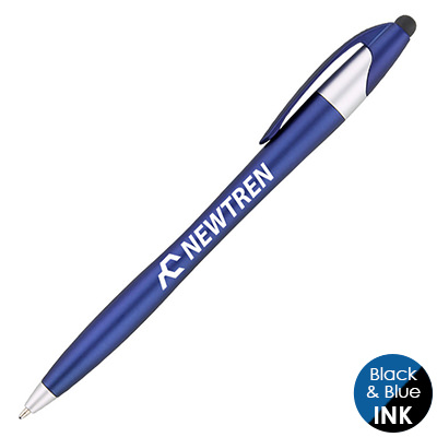 Customized solid color pen with chrome accent.