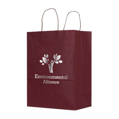 Paper dubonnet matte foil stamped recyclable bag branded.