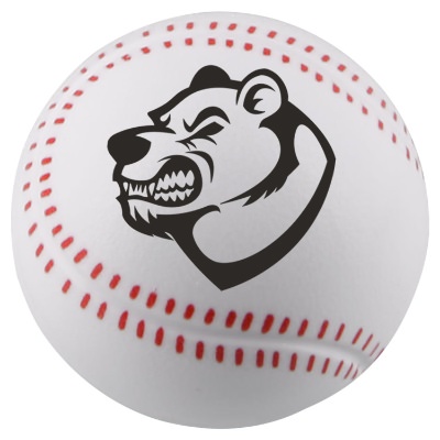 White plastic baseball lip balm with a personalized logo.