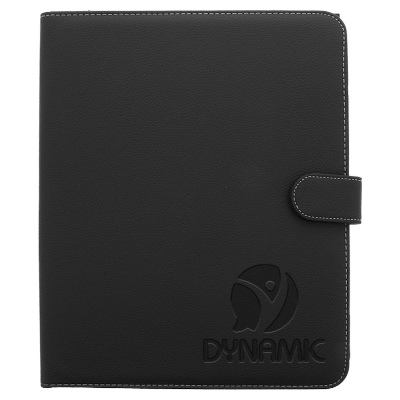 Black lamis standard folder with custom debossed imprint.