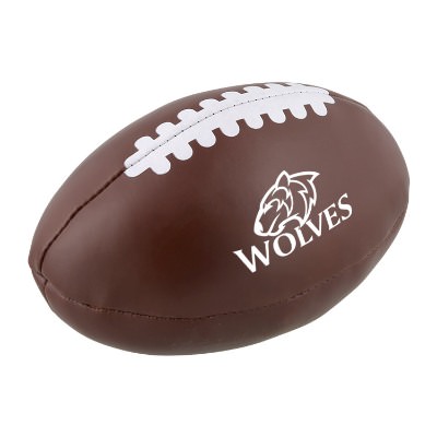 Brown vinyl sports ball with a custom logo.