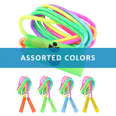 Plastic neon jump rope with custom logo.