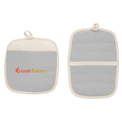 Cotton la cuisine hot pad set with full color promotional imprint.