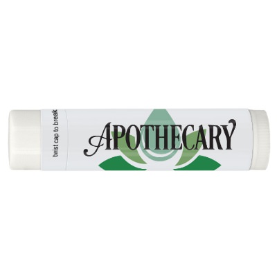 Full color lip balm fully laminated with a printed logo.