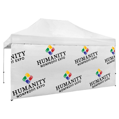 Full-color 15-ft. tent wall with custom imprint.