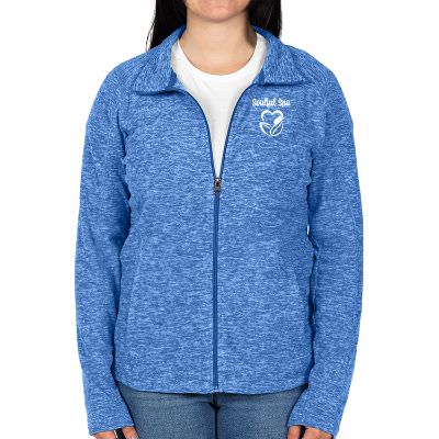 Heather blue custom ladies jacket.