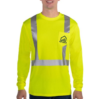Logoed safety yellow long sleeve tee.