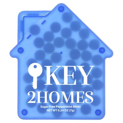 Custom translucent blue house credit card mints.