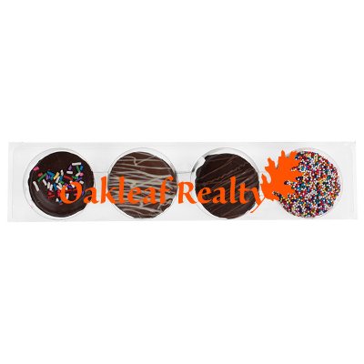Clear 4 piece custom sandwich cookie acetate.