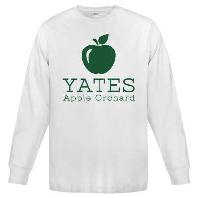 White long sleeve tee with custom logo.