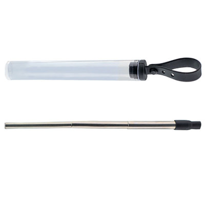 Blank black telescopic stainless steel straw.