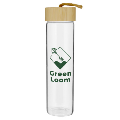 Custom bottle with green one color logo in 20 oz.