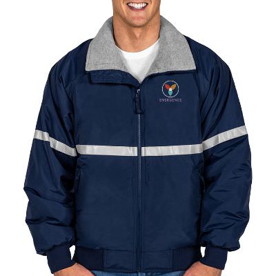 Mens navy reflective full color custom jacket.