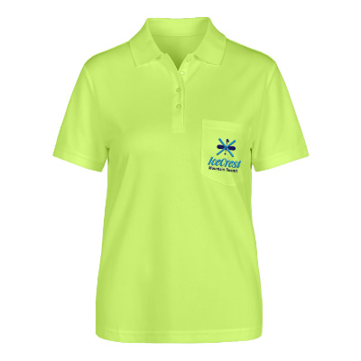 Personalized embroidered safety yellow performance polo with pocket