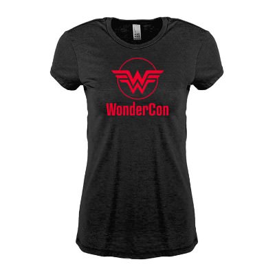 Black frost ladies' tee with custom logo.