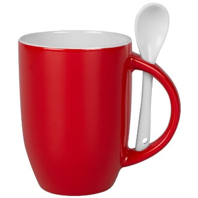 Ceramic red coffee mug with c-handle blank in 12 ounces.