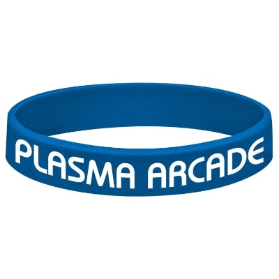 Blue silicone bracelet branded with your logo.
