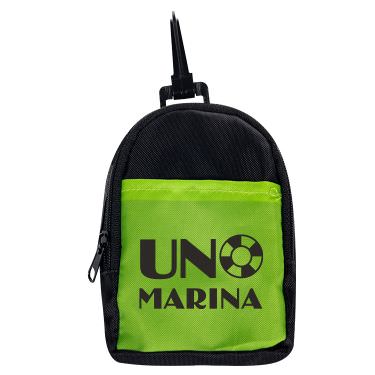 Polyester green first aid kit with a customizable logo.