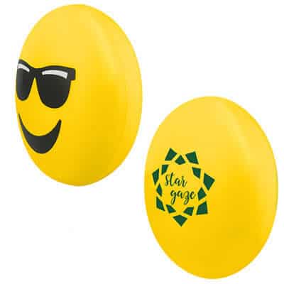 Foam cool emoji stress ball with custom imprint.