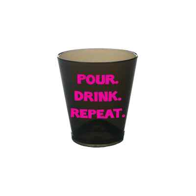 Arcylic blue shot glass with custom imprint in 1.5 ounces.