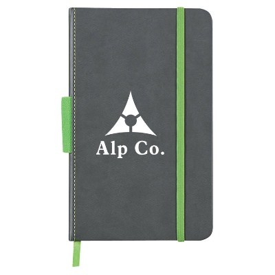 Polyurethane gray and light blue covington journal with logo.