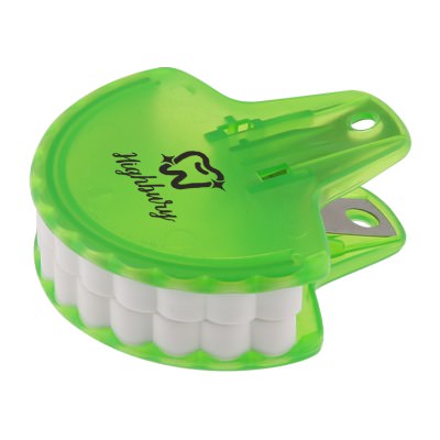 Plastic blue teeth magnet chip clip with logo.
