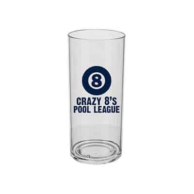 Acrylic clear whiskey glass with custom logo in 14 ounces.