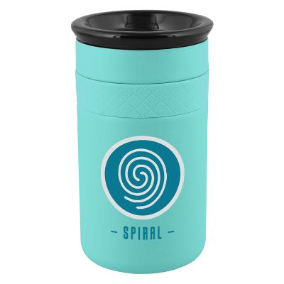 Robins Egg Blue tumbler with full color logo.