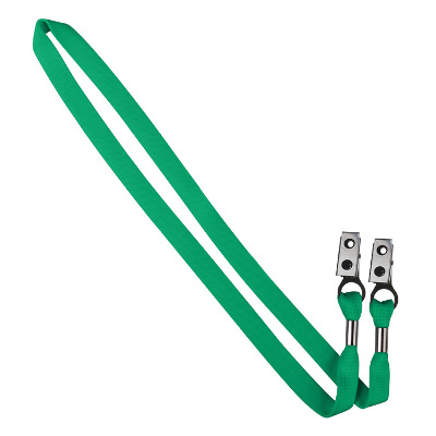5/8 inch white tubular polyester blank lanyard with double bulldog clips.