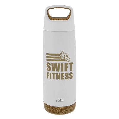 White stainless bottle with custom logo.