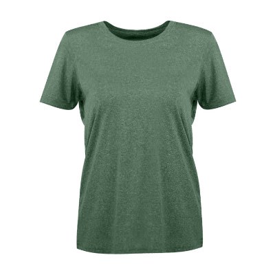Blank bottle green heather women's t-shirt.