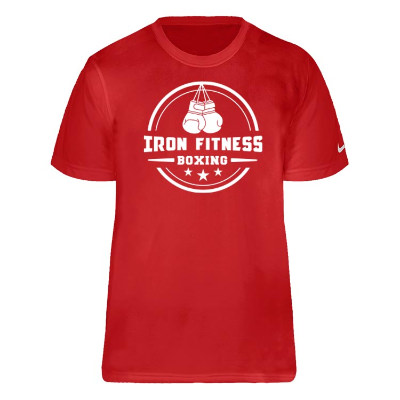 Gym red customizable short-sleeve t-shirt with logo.