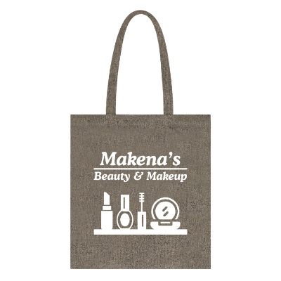 Gray reycled cotton tote bag with custom logo.