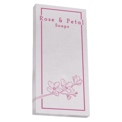 White paper sticky note with a customized imprint.