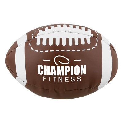 Brown vinyl sports ball with a custom logo.