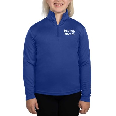 Youth blue custom imprinted pullover.