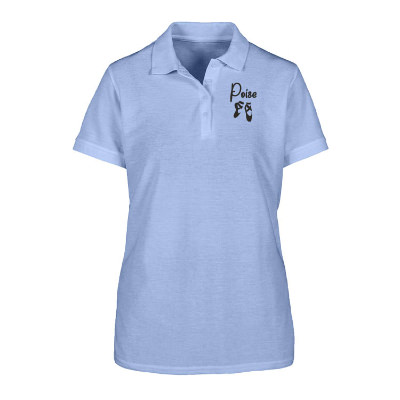 Custom lavender ladies pique polo.