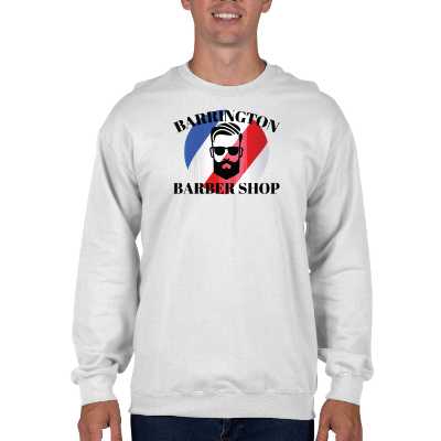 Custom white fleece crewneck with custom logo