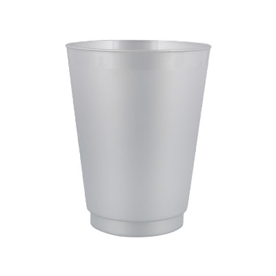 Durable plastic silver plastic cup blank in 16 ounces.