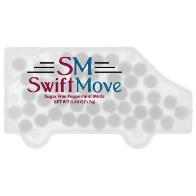 Full color truck shaped frost credit card mints imprint.