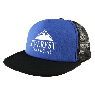 Royal blue with black customized trucker hat.