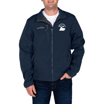 Dark blue imprinted custom jacket.