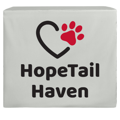 4 foot bar height polyester table cover with full-color print on front.